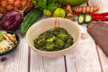 Indian cuisine - Palak paneer cheese with spinach