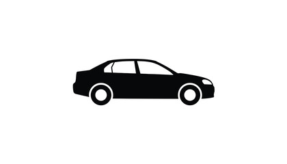 Fototapeta premium Black car icon simple illustration of a sedan isolated on white background for graphic design and transportation concepts