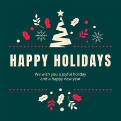 Happy holidays vintage greeting card