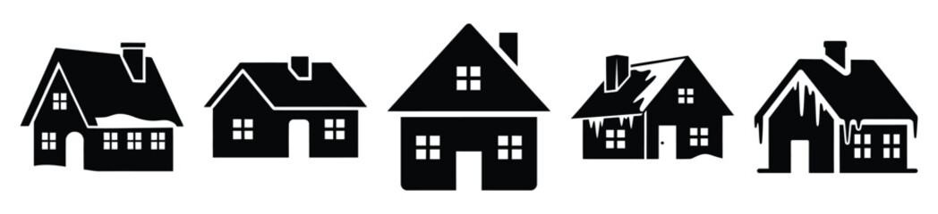 frozen cottage vector design with black silhouette and white background