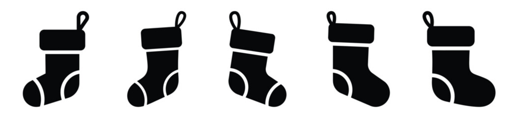 holiday stocking vector design with black silhouette and white background