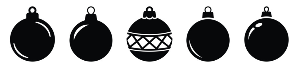 ornament ball vector design with black silhouette and white background