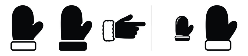 santa glove vector design with black silhouette and white background