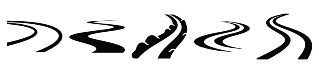 snow path curve vector design with black silhouette and white background