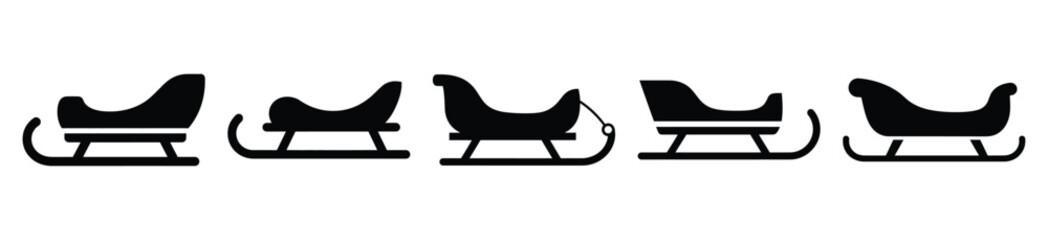 snow sled vector design with black silhouette and white background