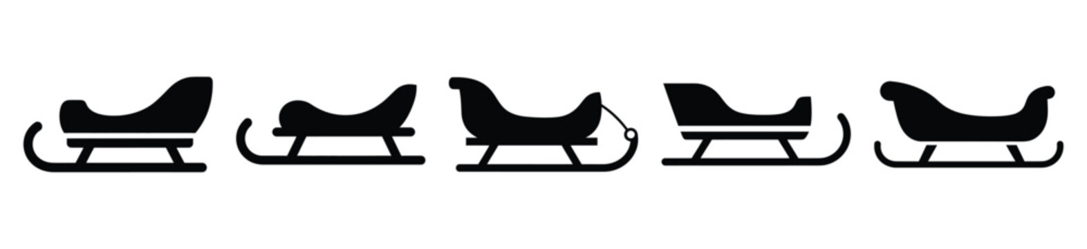 snow sled vector design with black silhouette and white background