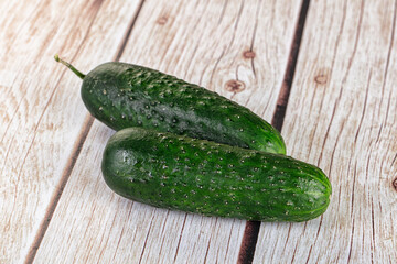 Ripe green raw two cucumbers