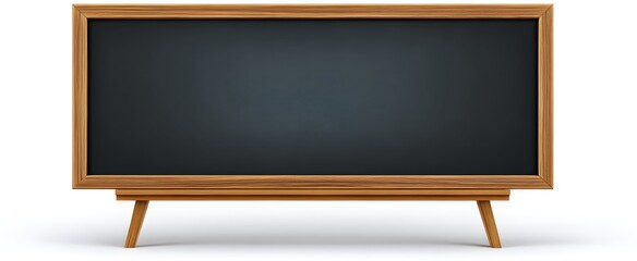 Isolated empty chalkboard with smooth surface against plain white backdrop for teaching concepts