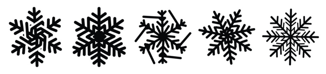 snowflake spiral vector design with black silhouette and white background