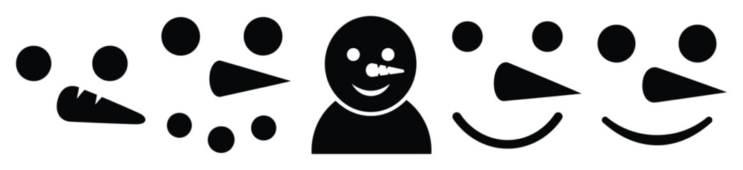 snowman face vector design with black silhouette and white background