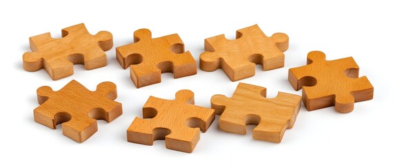 Wooden puzzle pieces on white spark education like brain gears clicking in spatial thinking.