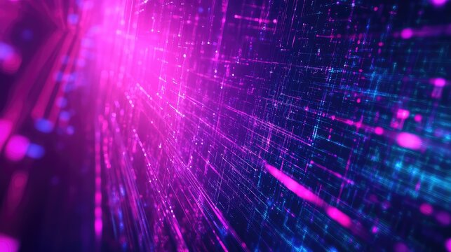 Digital data streaming network creating abstract cyberpunk matrix - Powered by Adobe