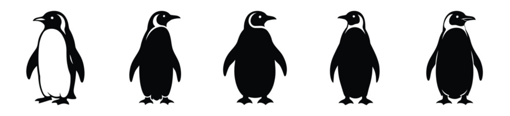 standing penguin vector design with black silhouette and white background