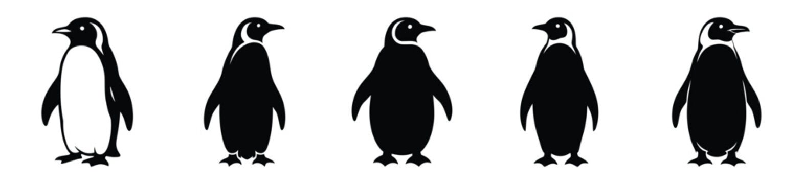 standing penguin vector design with black silhouette and white background