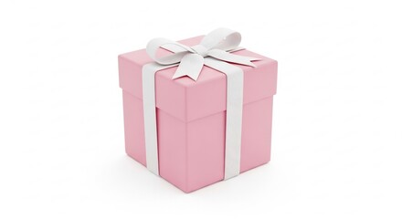 Pink Gift Box with White Ribbon A Symbol of Celebration and Joy.