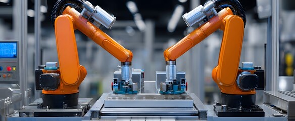 Robot parts pieced together with exactness and attention like savvy tech components.