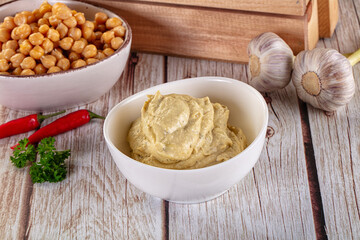Natural organic homemade chickpea hummus