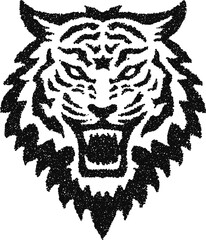 Fototapeta premium Angry tiger face stipple vector illustration, stylized wild cat head for biker patch, streetwear print or logo 