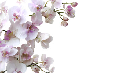 Delicate orchid blossoms in soft pink and white hues isolated on transparent background