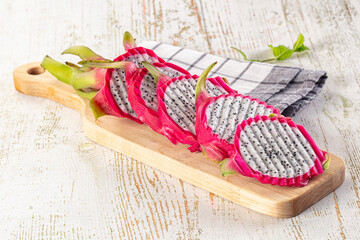 Ripe juicy dragon fruit Pitahaya slices