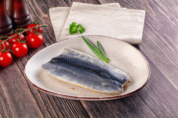 Salted herring fillet with skin