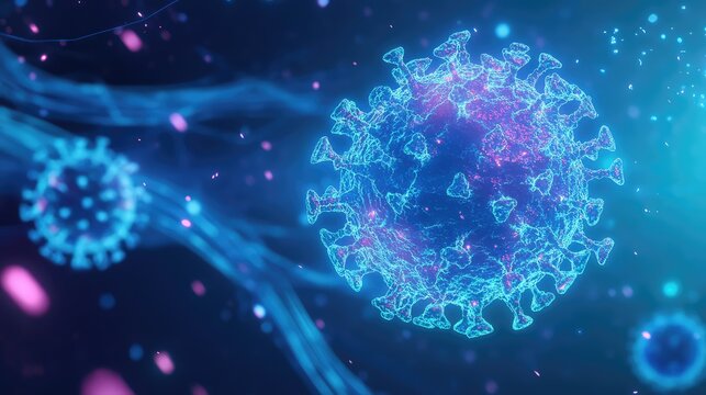 Virus organism rendering representing disease and global pandemic