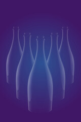 Silhouette of V-shaped wine bottles with a color gradient from blue to purple.
