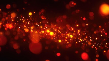 Glowing red and orange sparks creating abstract light bokeh trail