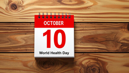 World health day october 10 calendar date on wood