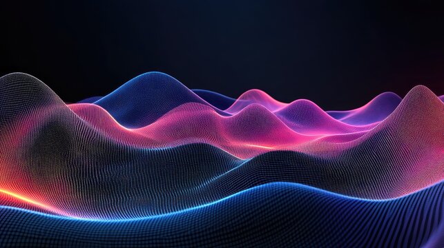 Digital sound waves creating abstract glowing landscape
