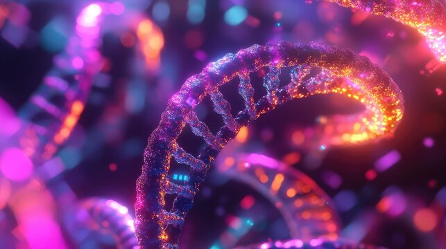 Dna double helix structure generating futuristic genetic data
