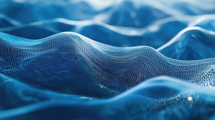 Digital wave forming abstract blue network data grid