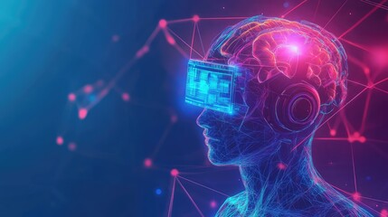 Human brain connectome with virtual reality headset and neural network