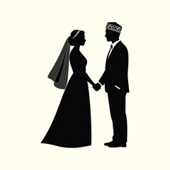 bride silhouette couple boy and grills colorfull background 