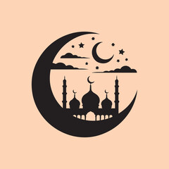 silhouette of a mosque eid mubarak 