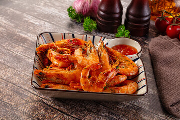 Delicous roasted tiger prawn snack