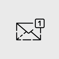 New email notification icon with number one badge