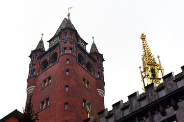 Tower of Basel`s Town Hall, Switzerland