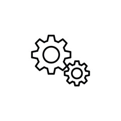 Two interlocking gears in a simple line art illustration