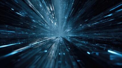 Digital data stream moving through abstract network tunnel