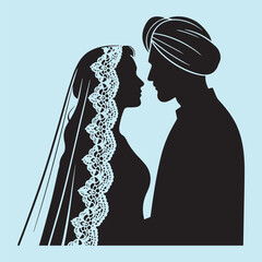 wedding couple romantic silhouette people love illustration 