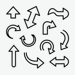 Collection of outline arrows in various directions and styles