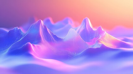 Abstract wireframe mountains forming a digital data landscape