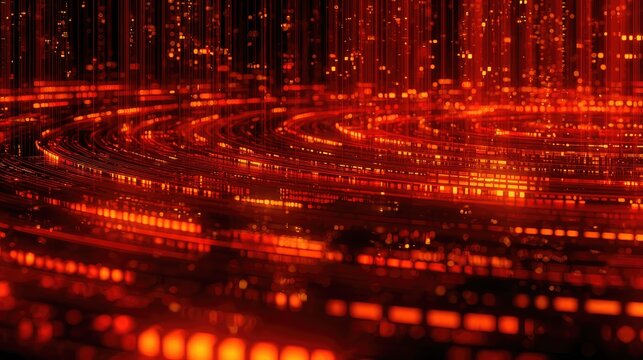 Digital data network transferring glowing red information streams - Powered by Adobe