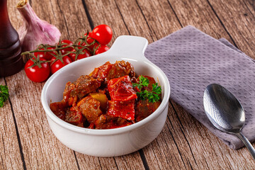 Stew Hungarian goulash with beef and vegetables
