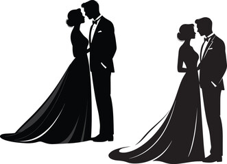 silhouette of a bride couple style boy and grills 