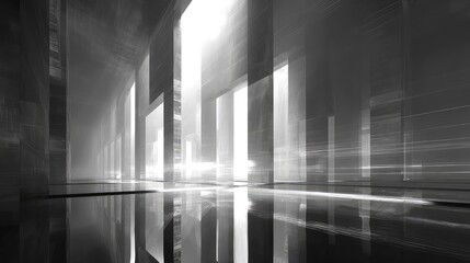 Fototapeta premium Abstract modern vanishing business architecture with digital light