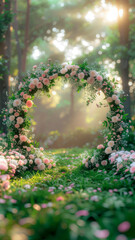 Fototapeta premium Romantic Garden Ceremony with Pink Roses
