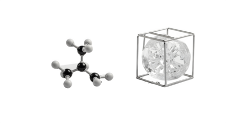 Molecular Model and Crystalline Structure Representing Scientific Concepts.