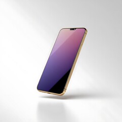 Premium Golden Smartphone with Gradient Screen Floating Mockup